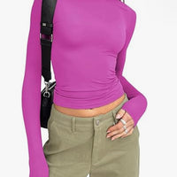 Women's Clothing Fashion Slim Long-sleeved Pullovers Tops Solid Causal Fit Shirts