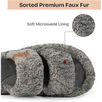 Women's Fuzzy Open Toe Slippers Comfy Soft Memory Foam