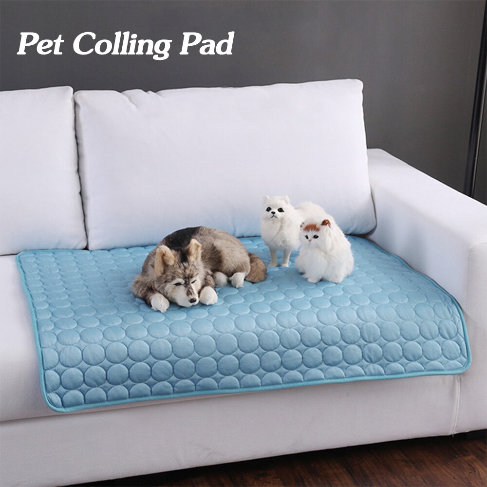 Ice-Silk Pet Cooling Mat — Self-Cooling Pad for Dogs & Cats, 70×56cm (Blue)