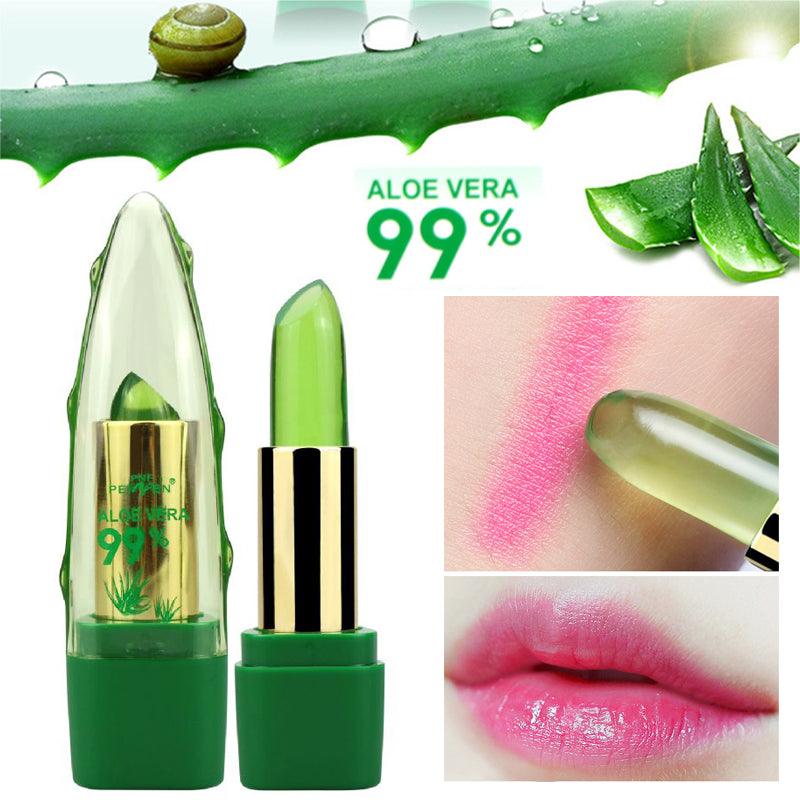 Aloe Vera Gel Color Changing Lipstick Gloss  Moisturizer Anti-drying Desalination Fine-grain Lip Blam Care | Everyday Home Deal
