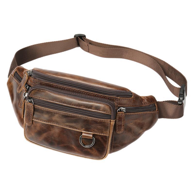 Men's High-End Full-Grain Leather Lightweight Chest Bag — Premium Apparel Deal | Everyday Home Deal