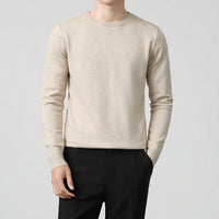 Mens Thickened White Knit Bottoming Sweater