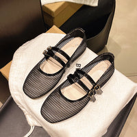 Round-toe Peep-toe Flat-heeled Buckle Sandals