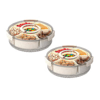 2Pcs 360° Rotating Snack Tray with Lid Handle & 6 Dividers | Everyday Home Deal