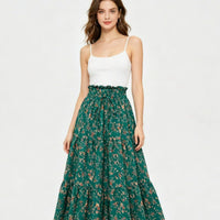 High-waisted A-line Skirt Bohemian-style Printed Flared Skirt