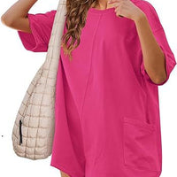 Relaxed-fit Casual Short-sleeve V-neck Backless Jumpsuit With Shorts