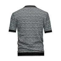 Men's Short Sleeve Knit Polo Shirt (Geometric Interwoven Pattern) - Premium Apparel Deal | Everyday Home Deal