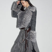Leopard-print Faux-fur Detachable Wild And Sassy Short Coat