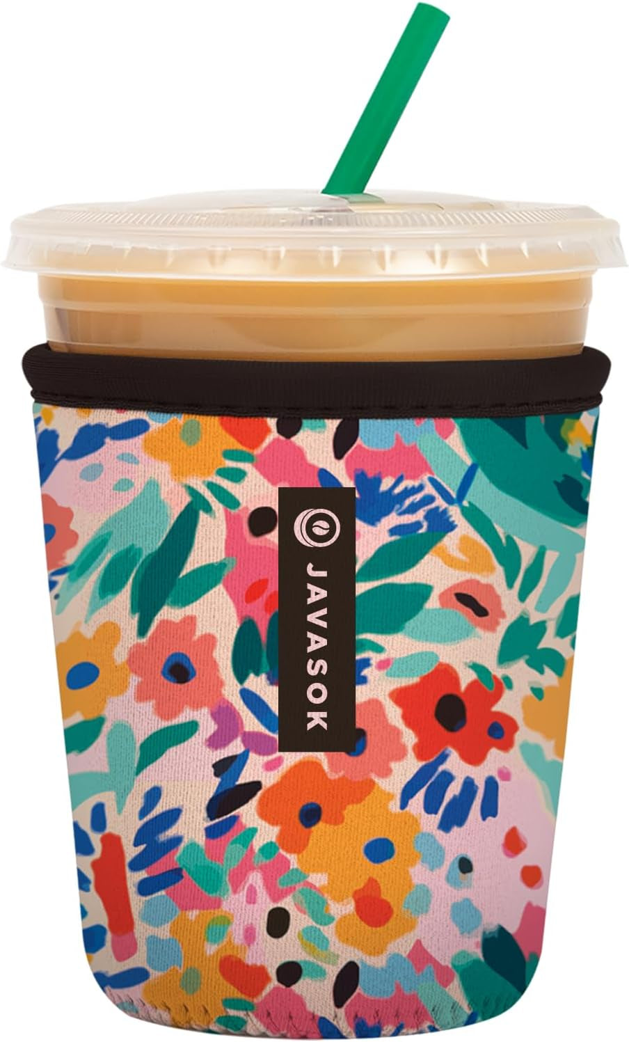 Javasok Iced Coffee & Cold Soda Insulated Neoprene Cup Sleeve (Abstract Floral, Small: 16-20Oz)