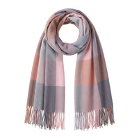 British-style Mens And Womens Couple Tassel Scarf With Large Plaid Pattern