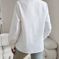 Striped Long Sleeve Shirt Fashion Ruffle Design Button Up Tops Casual Office Blouse Elegant Commuting Women's Clothing