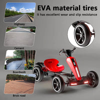 12V Electric Kids Pedal Go Kart, Folder Go Kart, Outdoor Ride On Toy With Adjustable Seat, 4 Non-Slip EVA Wheels For Boys And Girls Aged 3-6 Years Old, Red