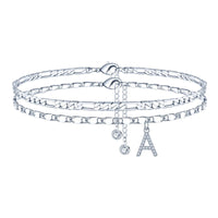26-letter English Zircon-inlaid Pendant With An NK Chain, Double-layered