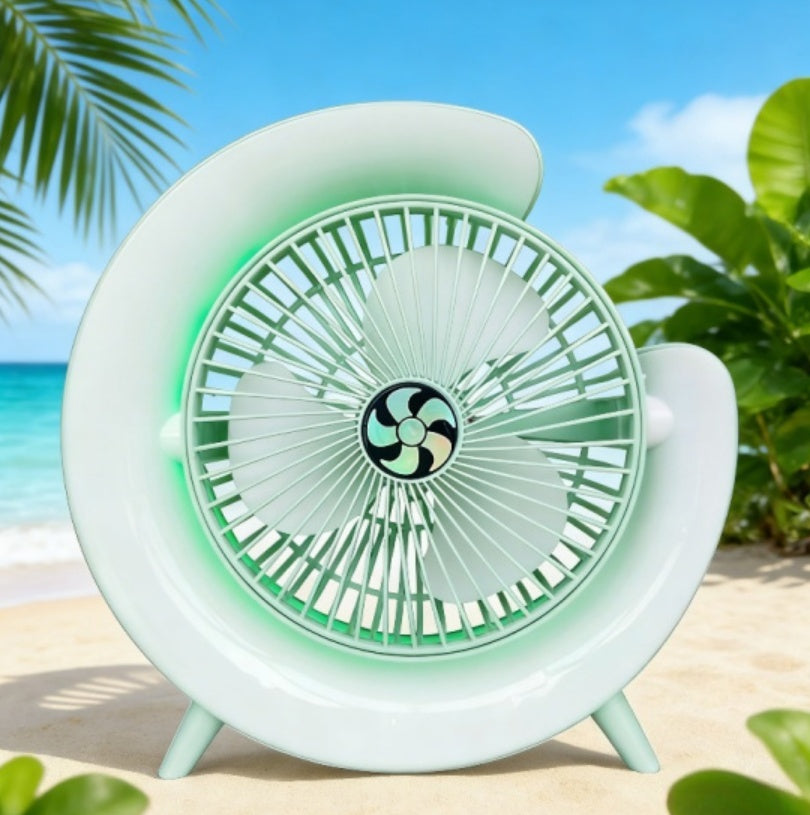 Lamp Effect Fan Green Li-On Rechargeable