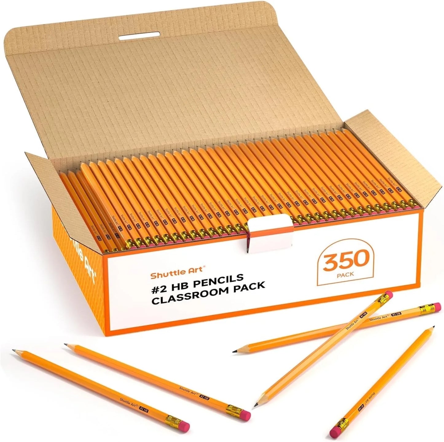 Wood-Cased #2 HB Pencils,  350 Pack Sharpened Yellow Pencils with Erasers, Bulk Pack Graphite Pencils for Writhing, Drawing and Sketching