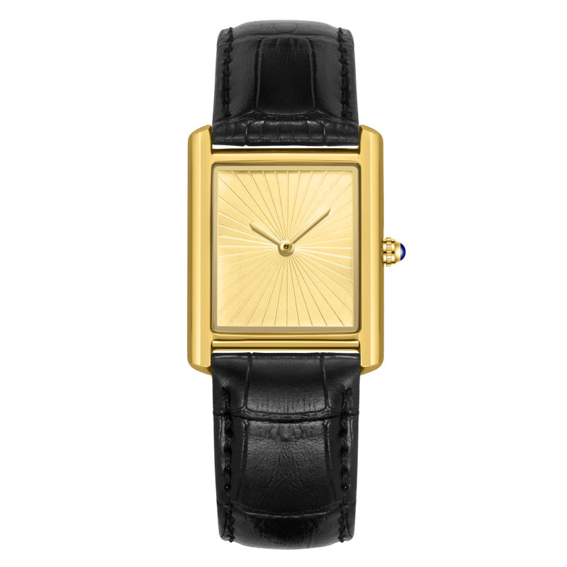 Mens Casual Watch Classic And Minimalist Square Case Two Hands