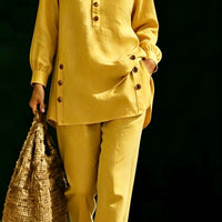 Long-sleeve Shirt And Casual Trousers Two-piece Set