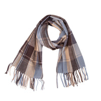British-style Mens And Womens Couple Tassel Scarf With Large Plaid Pattern