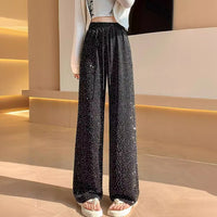 Summer New Arrival Rhinestone Embellished Textured Trousers