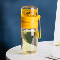 Double Wall Glass Tea Infuser Bottle | Leakproof Tea Separation Water Bottle | Everyday Home Deal