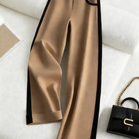 Color-block Straight-leg Casual Womens Suit Pants