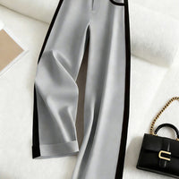 Color-block Straight-leg Casual Womens Suit Pants