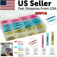 200PCS Heat Shrink Butt Wire Splice Connectors Seal Crimp Terminals USA
