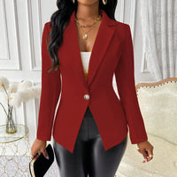 Womens Casual Chic New Long-sleeve Blazer With A Lapel And Waist Tie