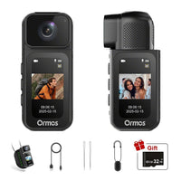 Ormos Mini Action Camera With 180 Degree Rotating Lens - 2.7K Ultra HD Thumb-Sized Camera, Magnetic Mount, WiFi APP Control, Portable Wearable Camera For Outdoor Sports & Daily Vlogging