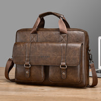 Mens Business Large-Capacity ShoulderCrossbody Simple Briefcase