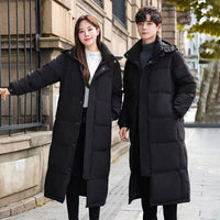 Mid-length Couple Men's And Women's Winter Down Hooded Jacket