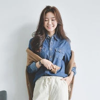 Womens Fashionable Loose-fitting Versatile Denim Shirt