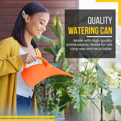 1/2 Gallon Watering Can - Small Indoor/Outdoor Plastic Waterer - Orange - 1 Pack