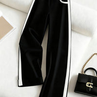 Color-block Straight-leg Casual Womens Suit Pants