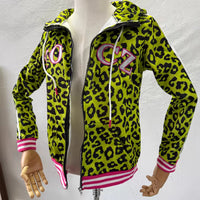Yellow Leopard-Print Hoodie With Devil Horns For Women