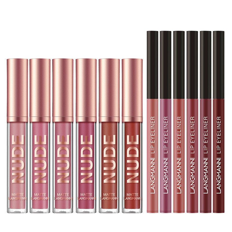 Lip Liner And Lipstick Makeup 12 Pcs Set 6 Matte Lipstick 6 Lip Liner Pens Waterproof Long Lasting Matte Lipstick Beauty Cosmetics Makeup Gift For Girls Lipstick Set | Everyday Home Deal