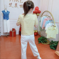 Summer New Checkered Simple Fashion Design Top