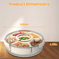 2Pcs 360° Rotating Snack Tray with Lid Handle & 6 Dividers | Everyday Home Deal