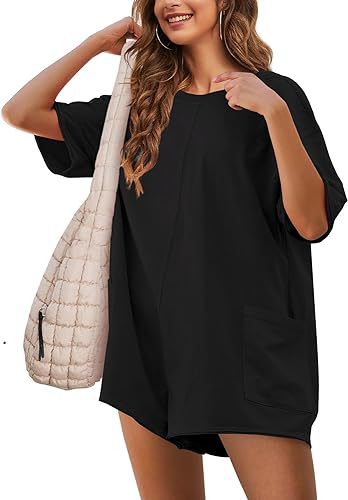 Relaxed-fit Casual Short-sleeve V-neck Backless Jumpsuit With Shorts