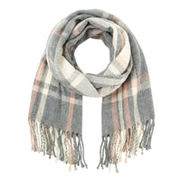British-style Mens And Womens Couple Tassel Scarf With Large Plaid Pattern