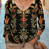 New Womens Casual V-neck Long-sleeve Top