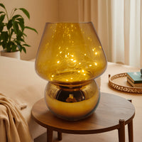 Glass Mushroom Battery-Powered Lamp -Cute Mushroom Shape, Compact Portable Without Restraints, Adding Warmth To Any Corner Battery Not Included
