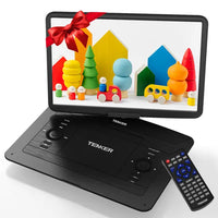 17.9" Portable DVD Player 15.6" HD Swivel Screen 6 Hours 5000mAh Rechargeable Battery Remote Control Dual Speaker TENKER