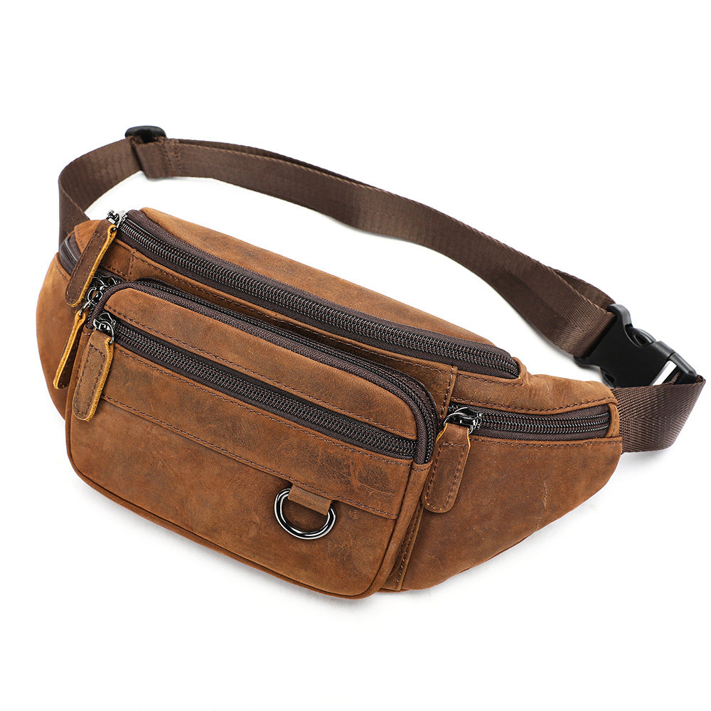 Men's High-End Full-Grain Leather Multifunctional Shoulder Crossbody Waist Bag — Premium Apparel Deal | Everyday Home Deal