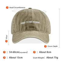Funny Slogan Used To Be Worse Vintage Washed Dad Hat Unisex Casual Travel Streetwear Baseball Cap