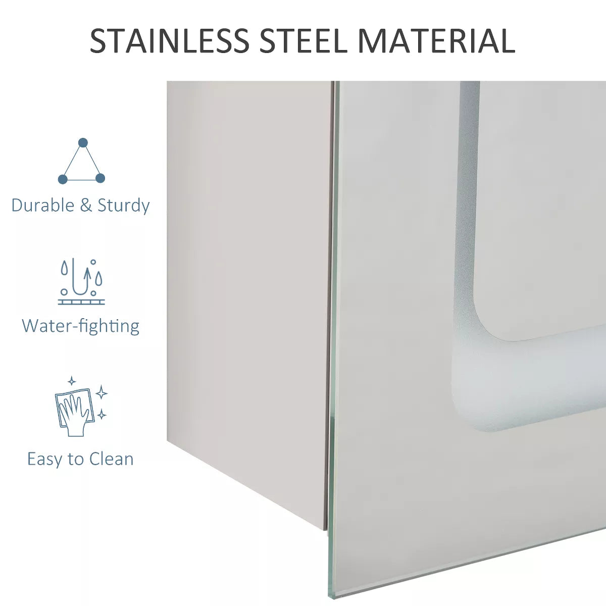 Kleankin LED Lighted Medicine Cabinet with Mirror, Wall-Mounted Plug-In room Organizer with 3 Storage Shelves