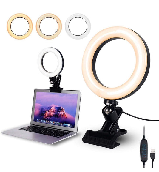 6.3" Selfie Ring Light W Mount for Laptop/Webcam | 3 Light Modes&10 Dim Levels