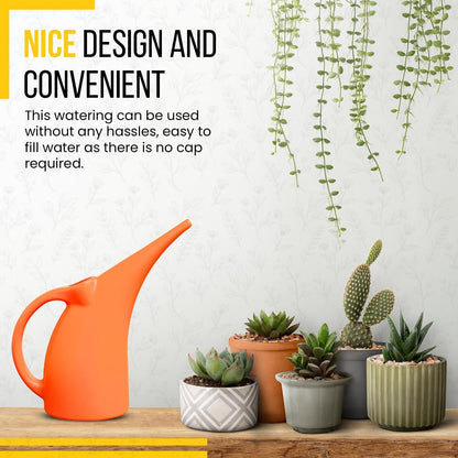1/2 Gallon Watering Can - Small Indoor/Outdoor Plastic Waterer - Orange - 1 Pack