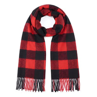 British-style Mens And Womens Couple Tassel Scarf With Large Plaid Pattern
