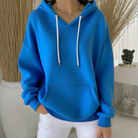 Casual Solid-color Trendy Hoodie With Drawstring Long-sleeve Hooded Sweatshirt